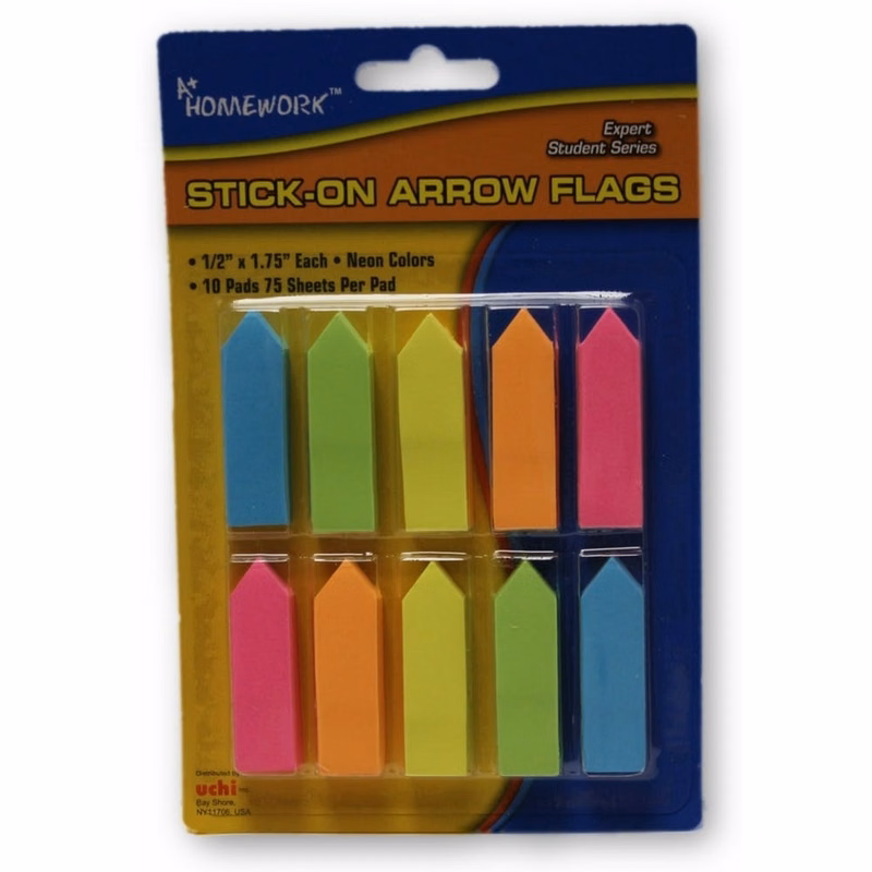 Stick-On Flags - 10 Count Arrow Neon Colors