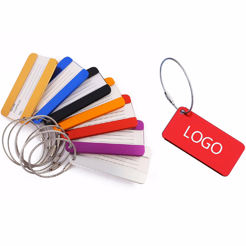 Metal Travel Luggage Tags Suitcase Card Holder w/Key Ring