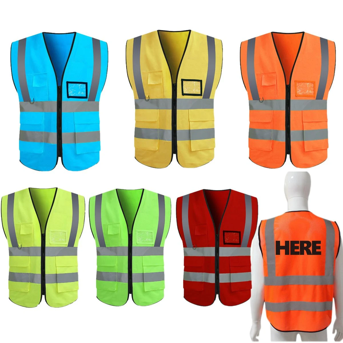 MOQ 20 Multi-Pocket Reflective Safety Vest 1
