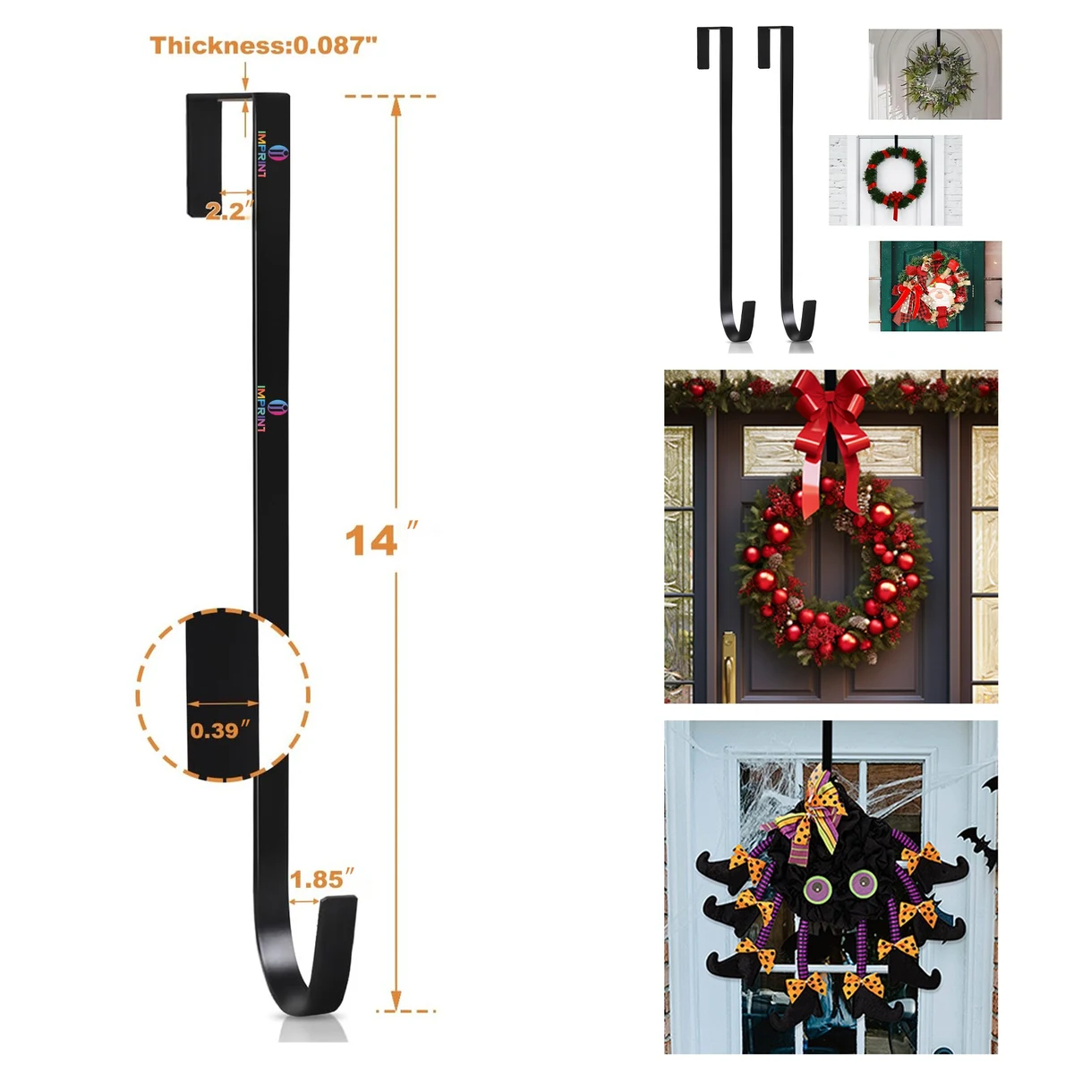 14" Wreath Hangers for Front Door 1