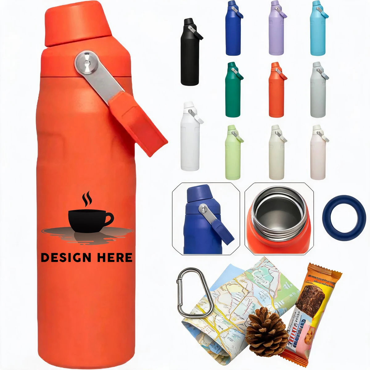 24 Ounce Stainless Steel Outdoor Drinking Bottle With Grip, custom water bottle with logo imprint 1