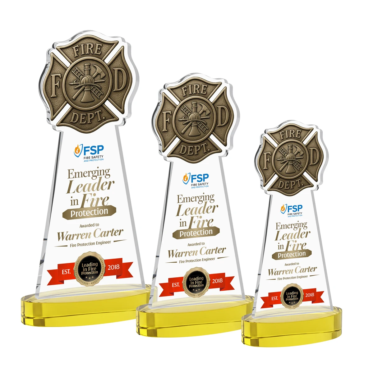Fire Dept VividPrint™ Award on Alberton Base - Gold 1