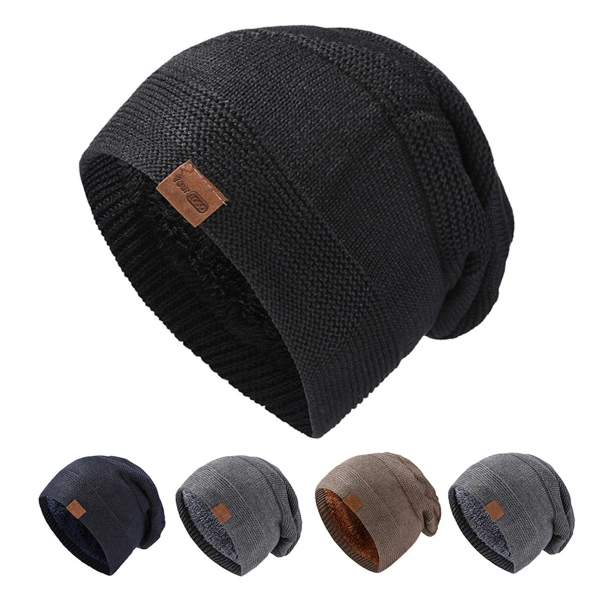 Solid Color Beanie Winter Warm Knitted Hat 1
