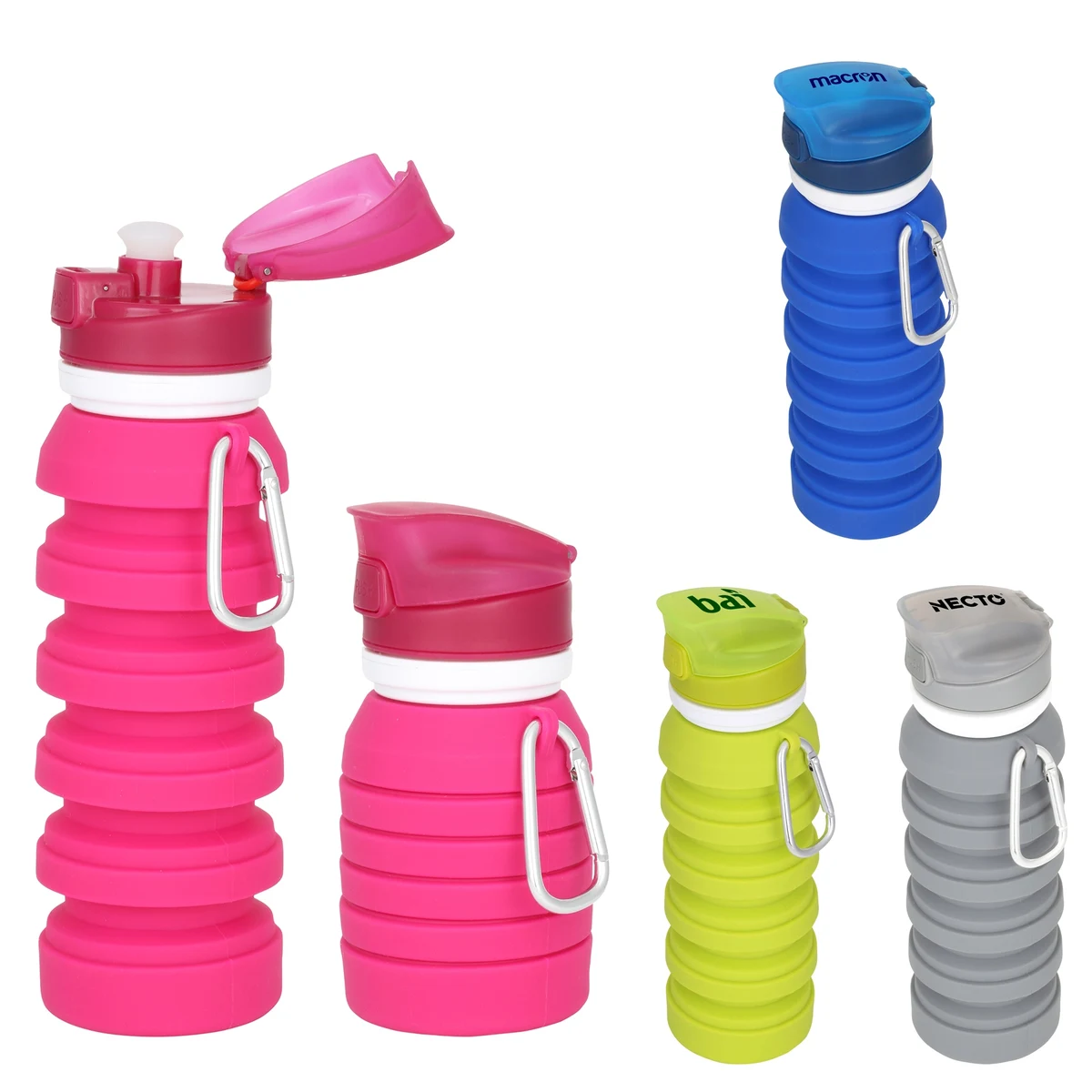 Tahoe Collapsible Silicone Water Bottle w/ Carabiner 1