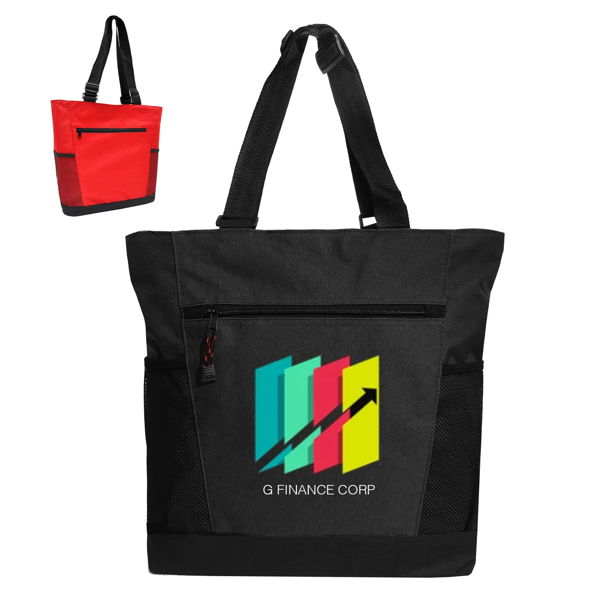 Adjustable Handle Zipper Tote Bag 1