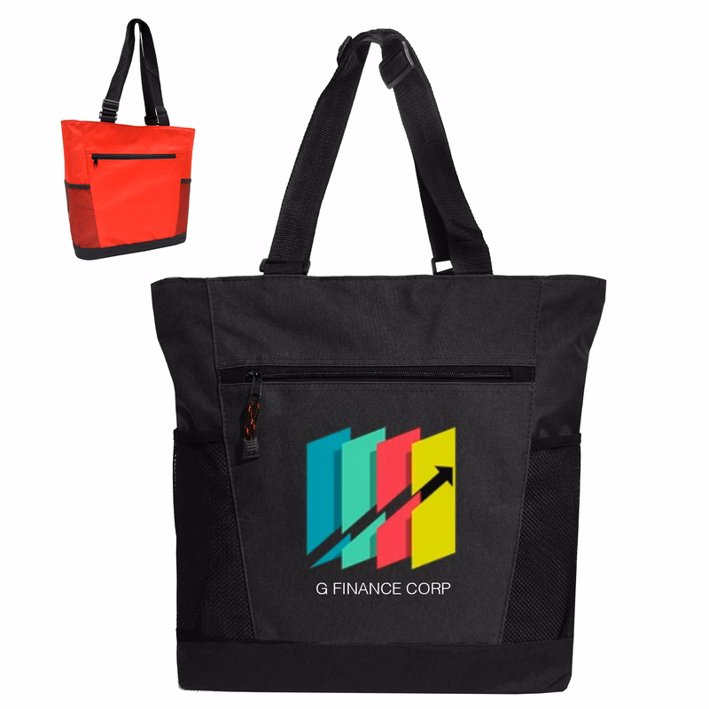 Adjustable Handle Zipper Tote Bag