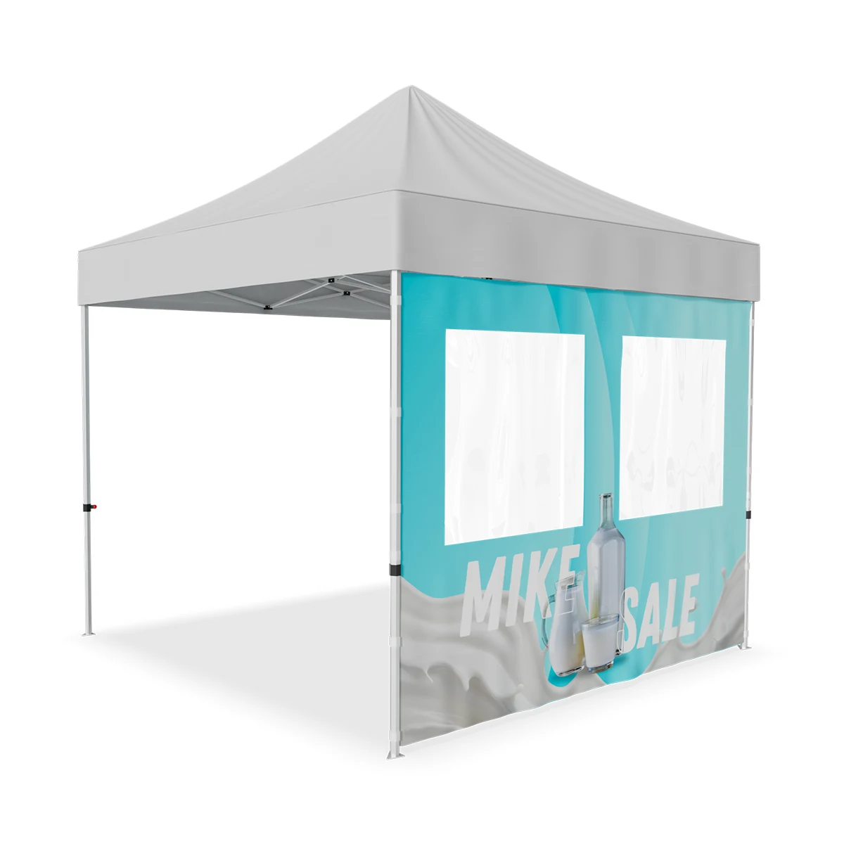 10ft Full Side/Rear Tent Wall Only w/Double Window - 2 Side Imprint 1