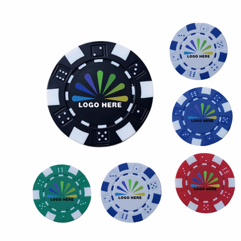 Dice Striped Custom Poker Chips With 5 Assorted Base Colors