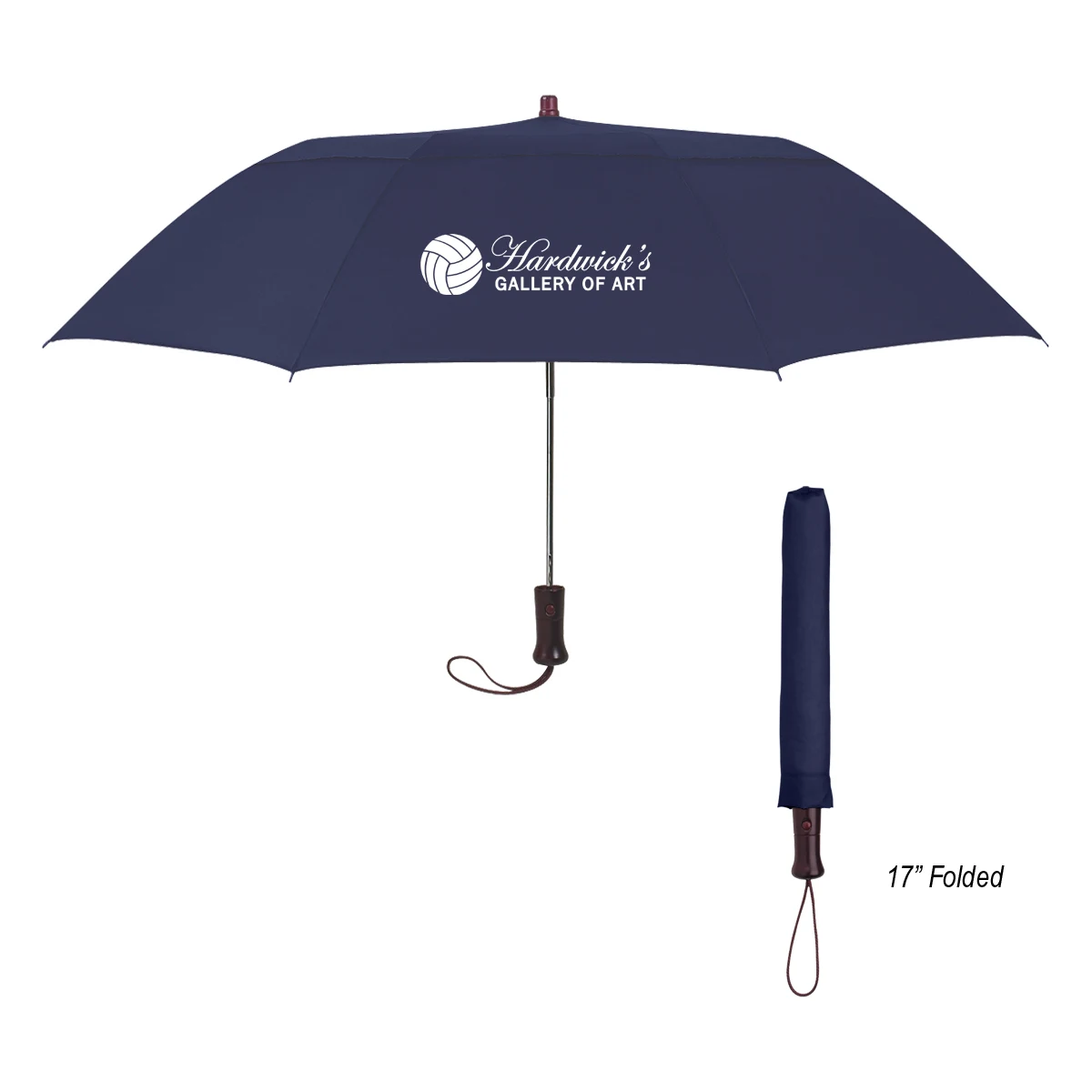 44" Arc Telescopic Folding Wood Handle Umbrella 1