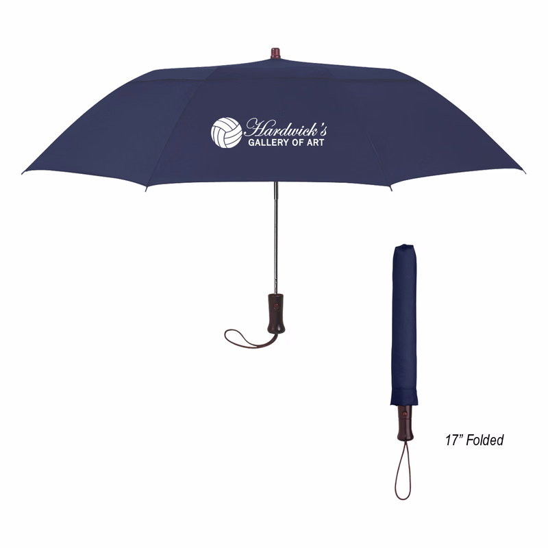 44" Arc Telescopic Folding Wood Handle Umbrella