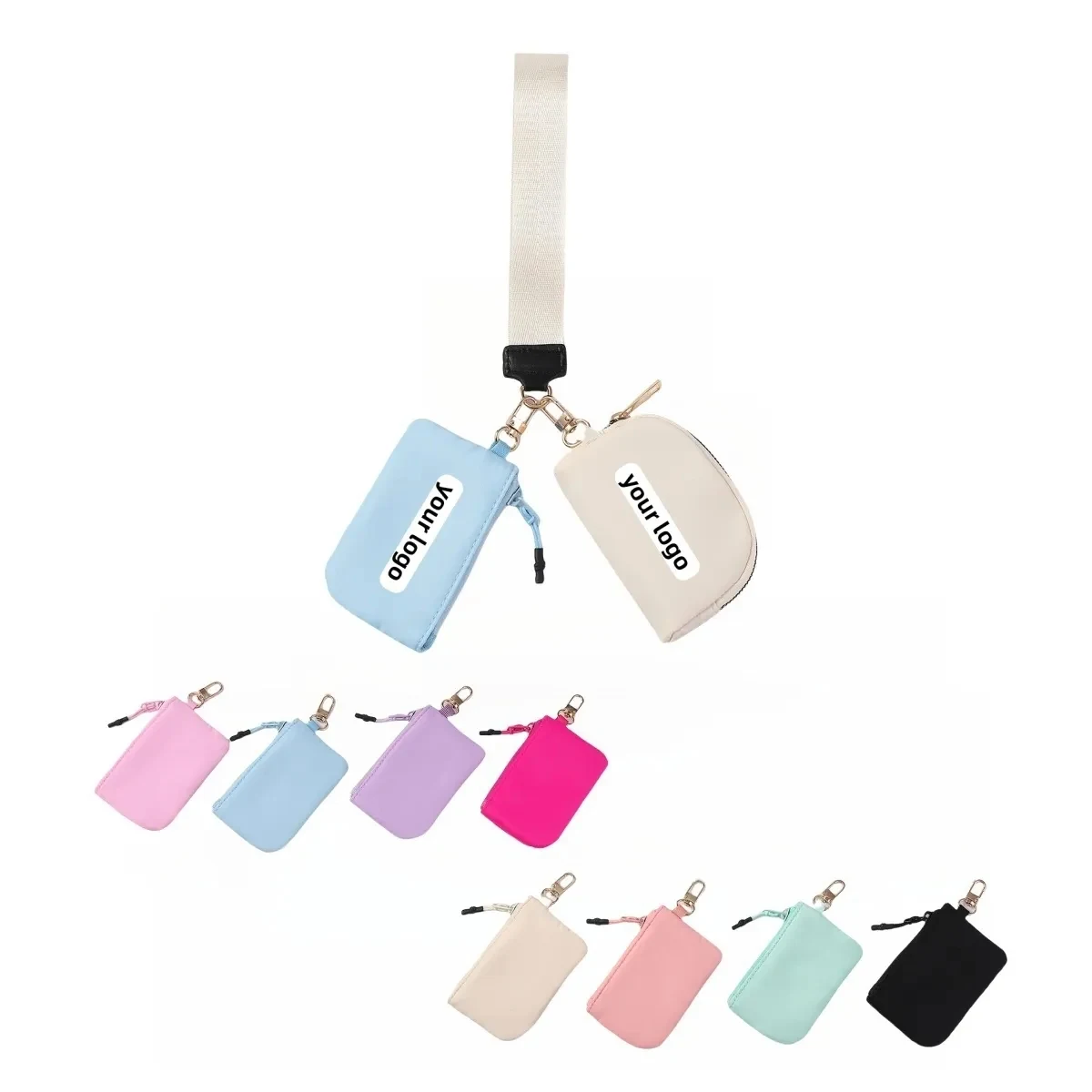 Mini Detachable Dual Pouch Wristlet Keychain Wallets 1