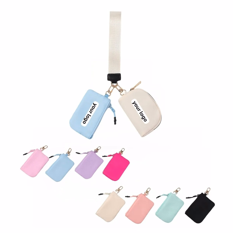 Mini Detachable Dual Pouch Wristlet Keychain Wallets