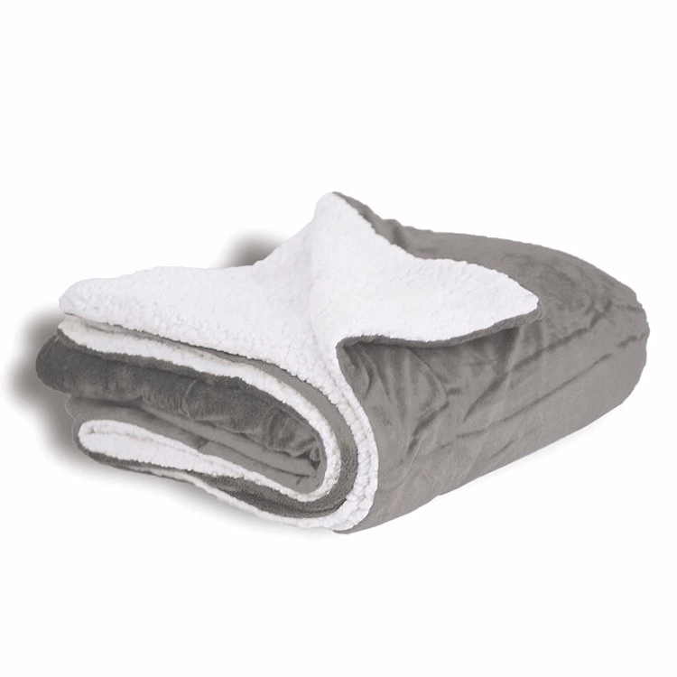 Gray Sherpa Faux Micro Mink/Lambswool Sherpa Throw Blanket