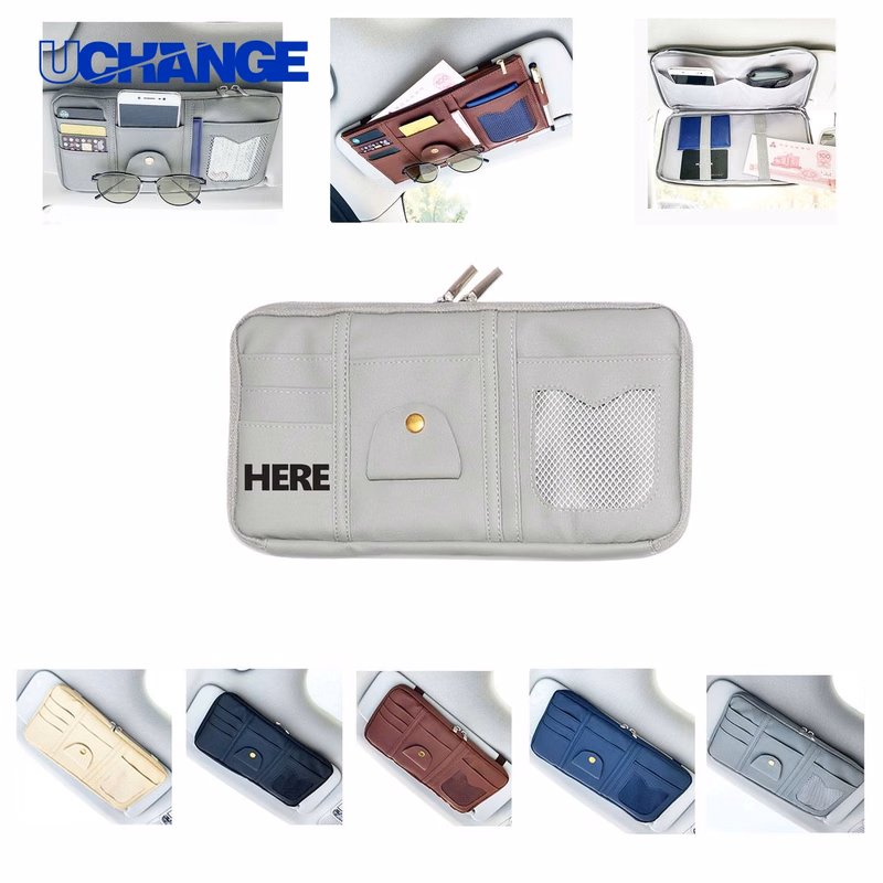 Leather Car Sun Visor Organizer Bag
