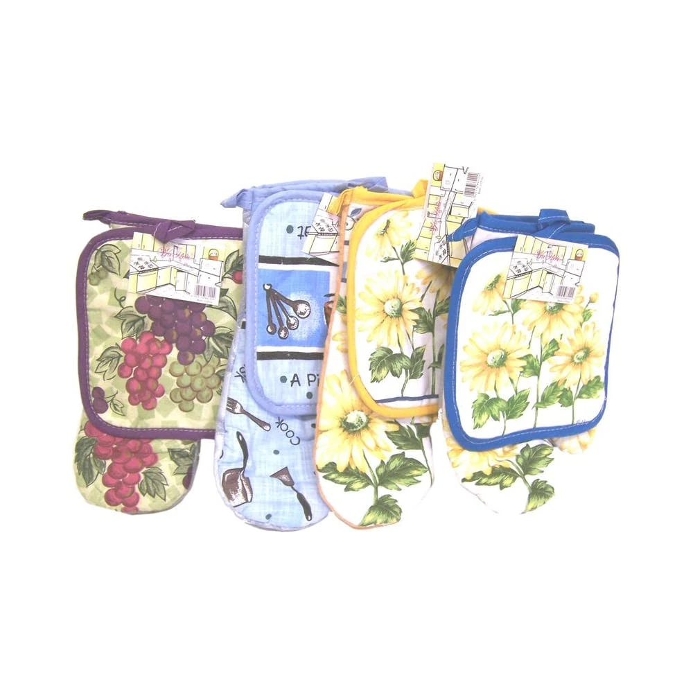 Pot Holder & Oven Mitt Sets - 4 Colors 1