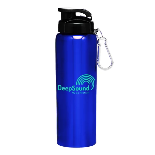 Stainless Steel Sports Water Bottle - with Carabiner, 27 oz. 1