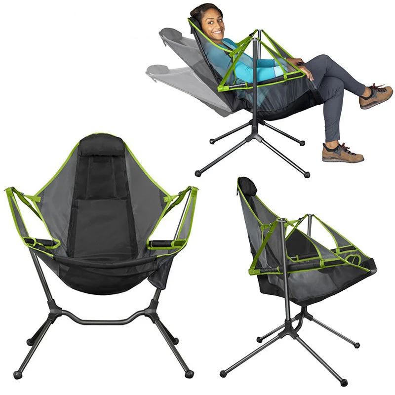 Outdoor Rocking Chair Aluminum Alloy Ultralight Camping Fishing Chair BBQ Portable Folding Back Chai 1