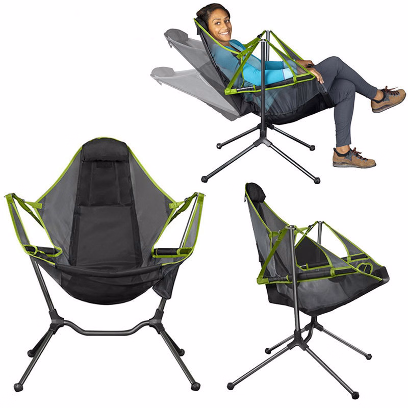 Outdoor Rocking Chair Aluminum Alloy Ultralight Camping Fishing Chair BBQ Portable Folding Back Chai