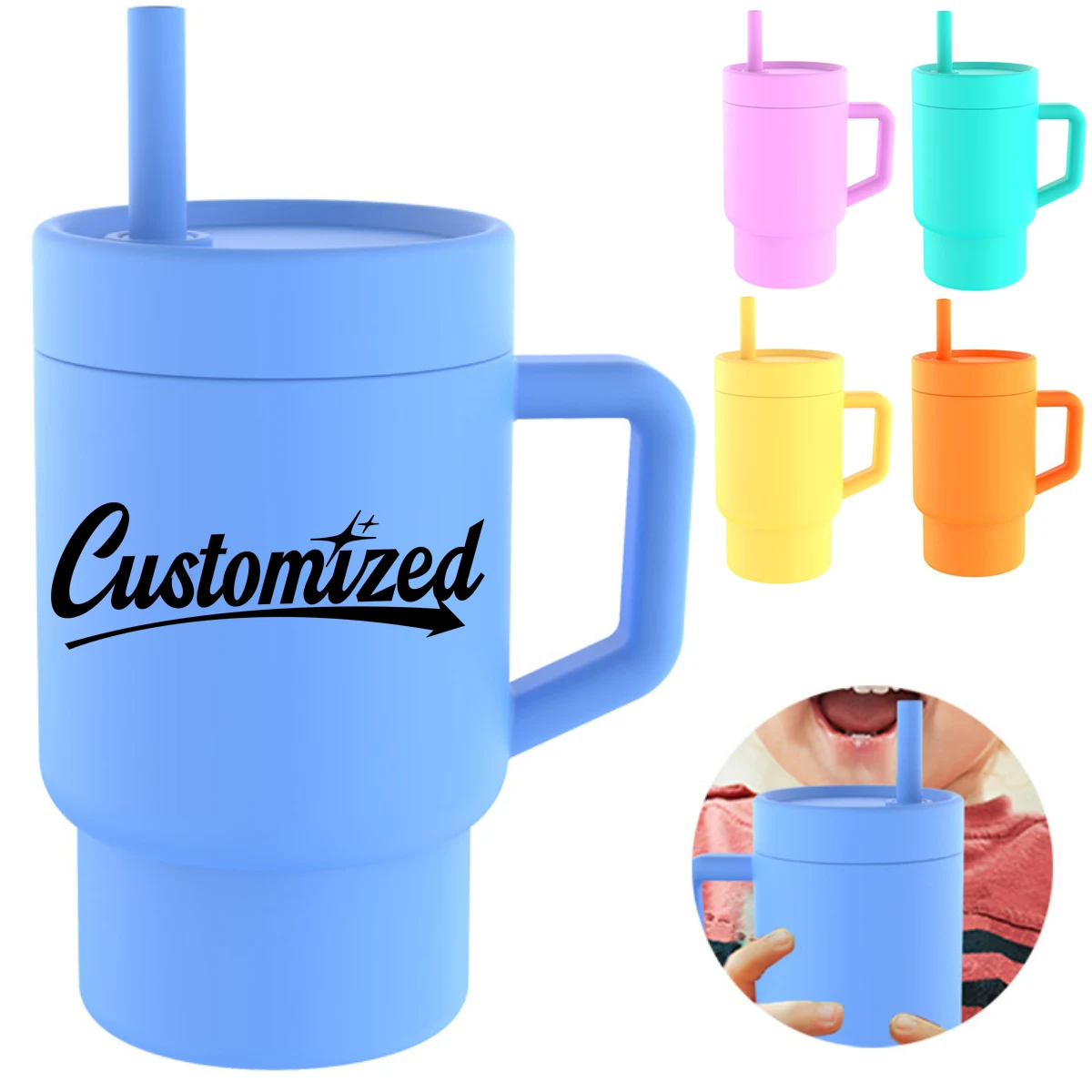 Silicone Tumbler with Handle and Straw Lid 1