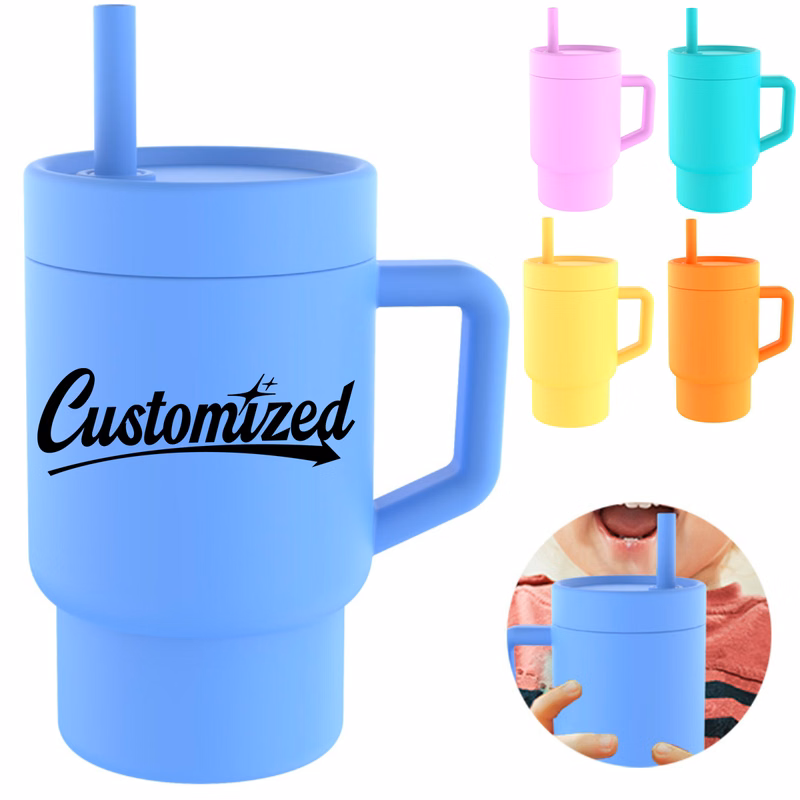 Silicone Tumbler with Handle and Straw Lid