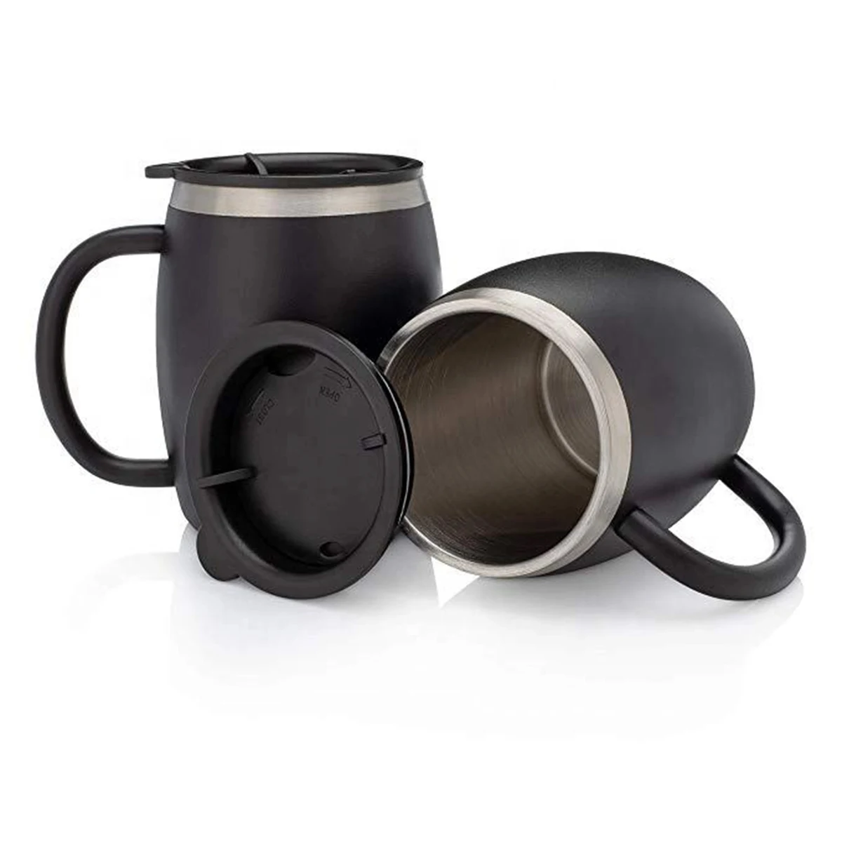 14 Oz. Double Wall Beer Mug With Lid & Handle 1