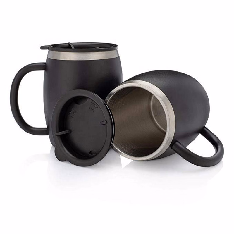 14 Oz. Double Wall Beer Mug With Lid & Handle