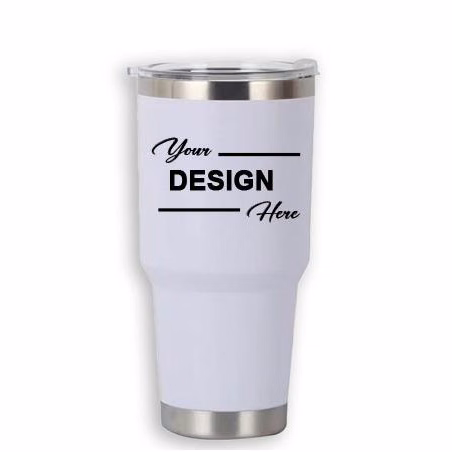 Drinkware: 30 OZ Tumbler (WHITE) with Lasered