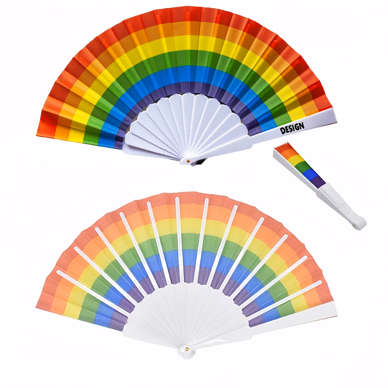 9" Rainbow Folding Fans