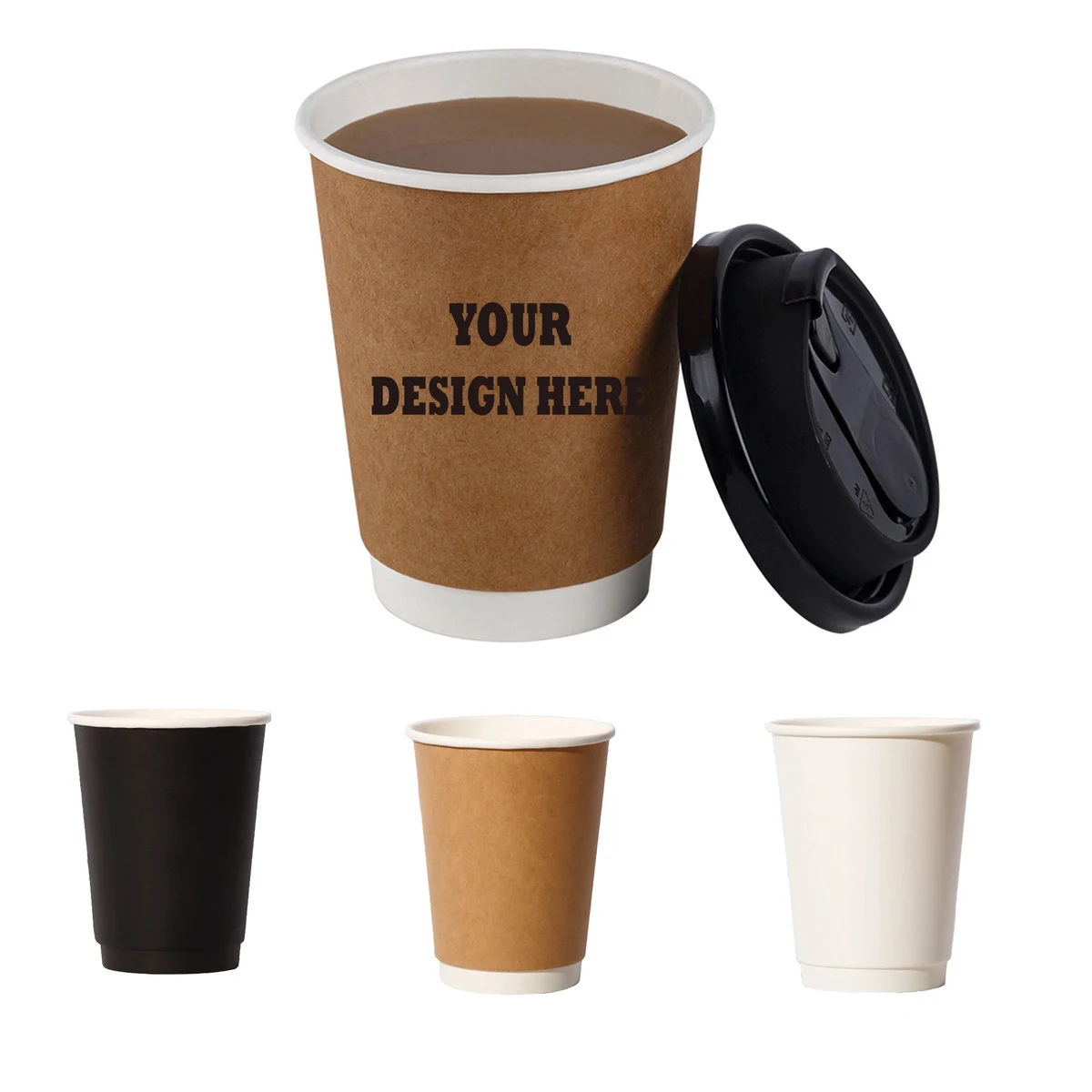 12 Oz Disposable Paper Drinks Cup With Lids 1