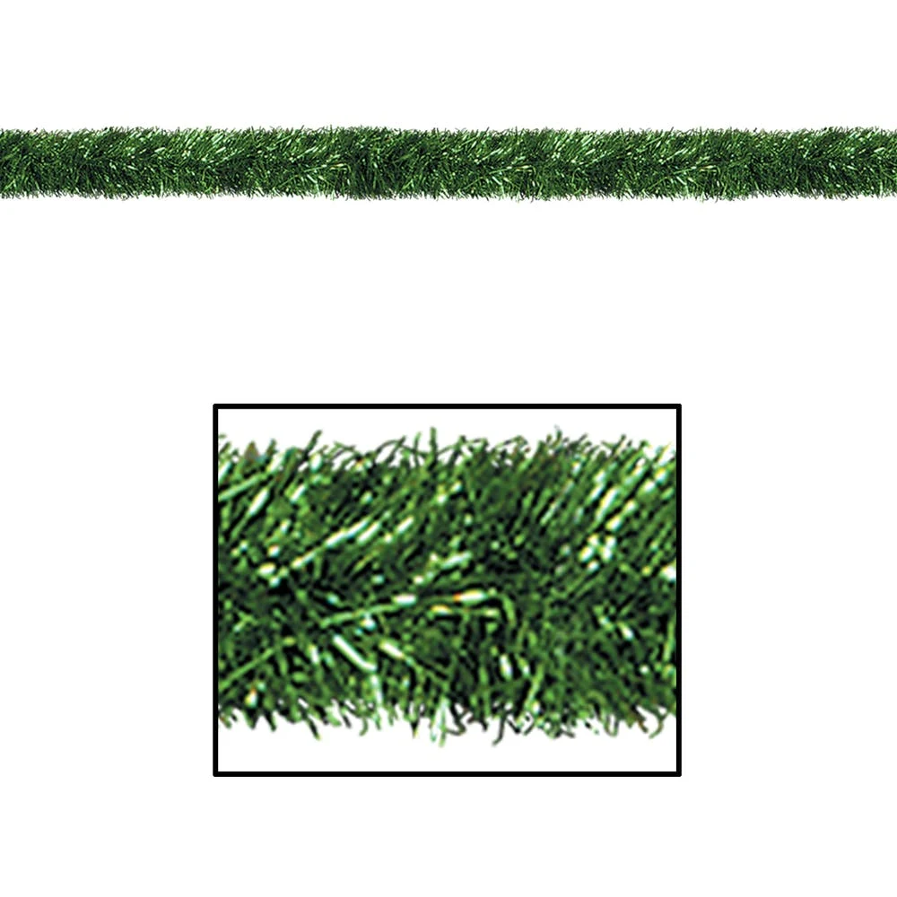 Tinsel Garlands - Green 4" x 100' 1