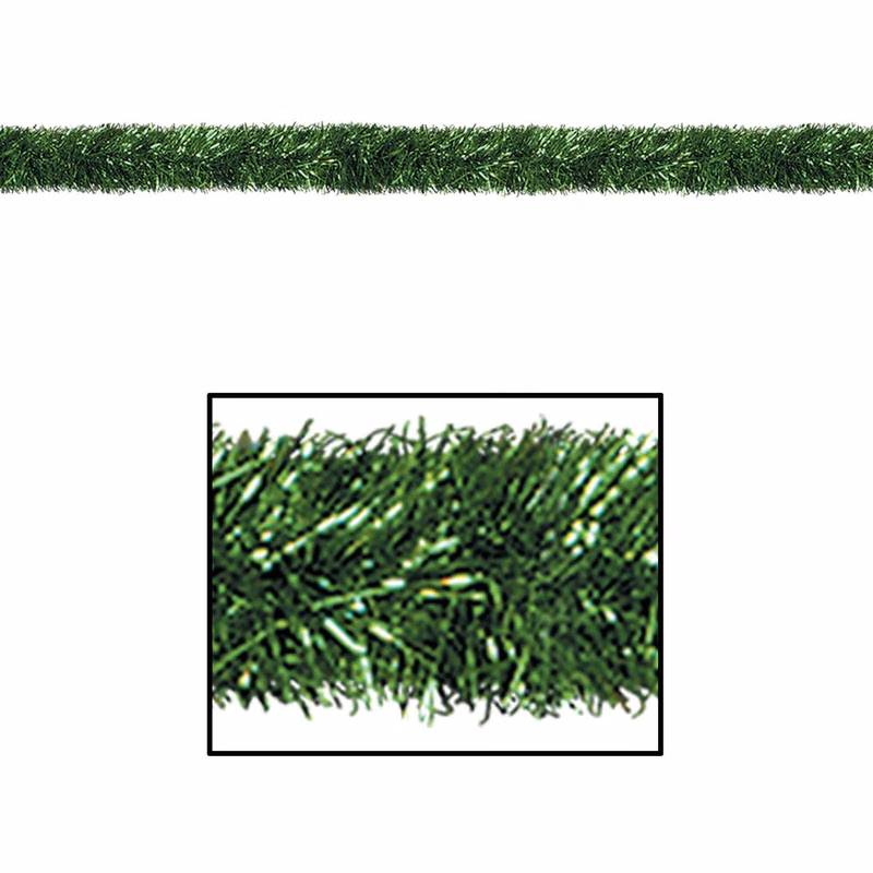Tinsel Garlands - Green 4" x 100'