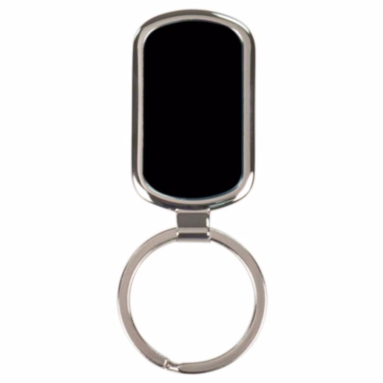 Black Rectangular Engraved Key Ring