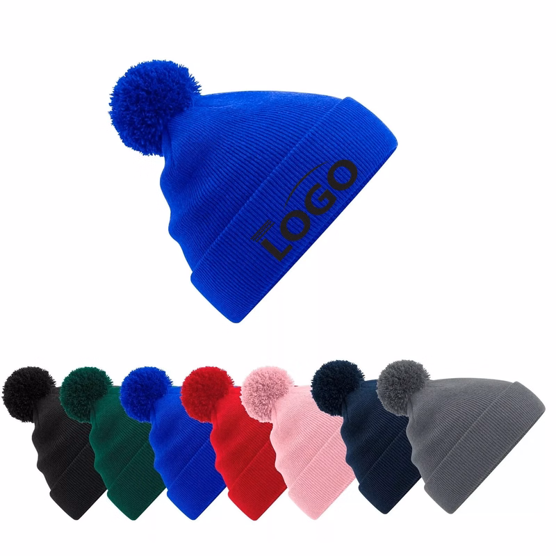 New Street Style Solid Color Knit Beanie With Pom