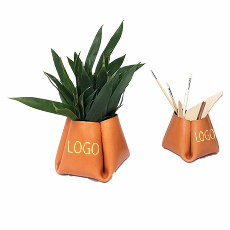 Leather Flower Plant Pot Bag