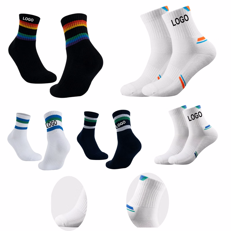 Mid Calf Cotton Socks Unisex Sports Badminton Basketball