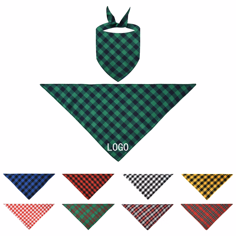 Pet Fashion Plaid Cotton Triangle Scarf Saliva Scarf Bib