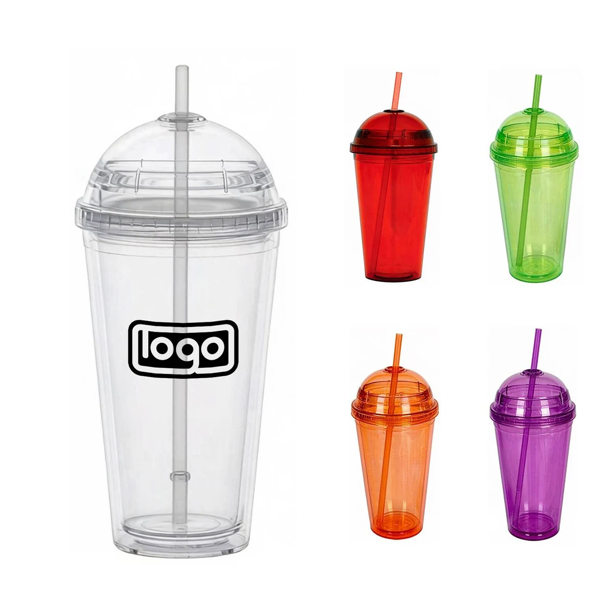 16oz Custom Plastic Tumbler with Lid Straw 1