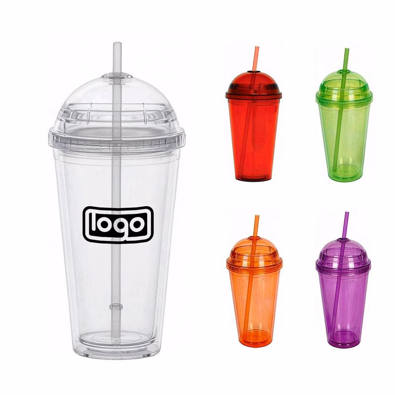16oz Custom Plastic Tumbler with Lid Straw