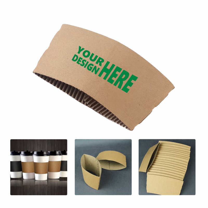 MOQ50 Disposable Kraft Paper Coffee Cup Sleeve Insulation