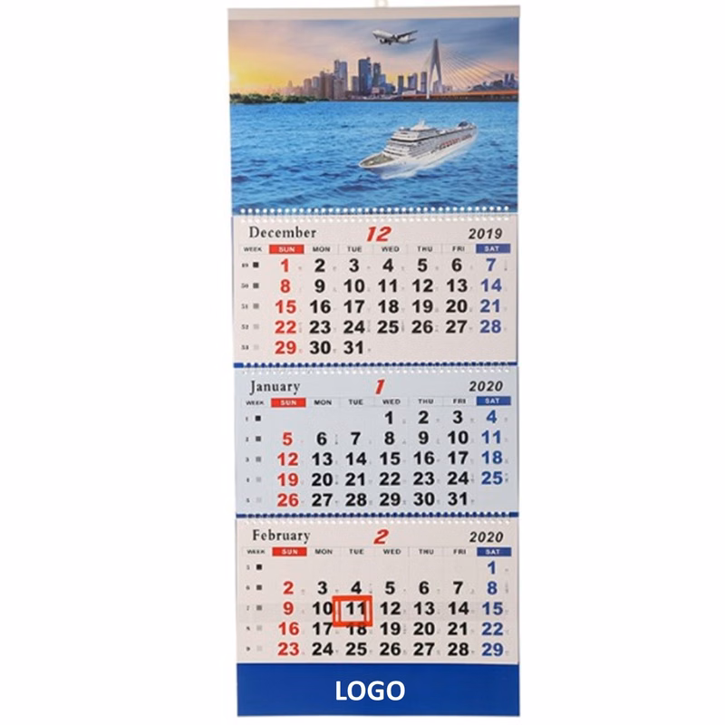 3-Month Wall Calendar w/Slider