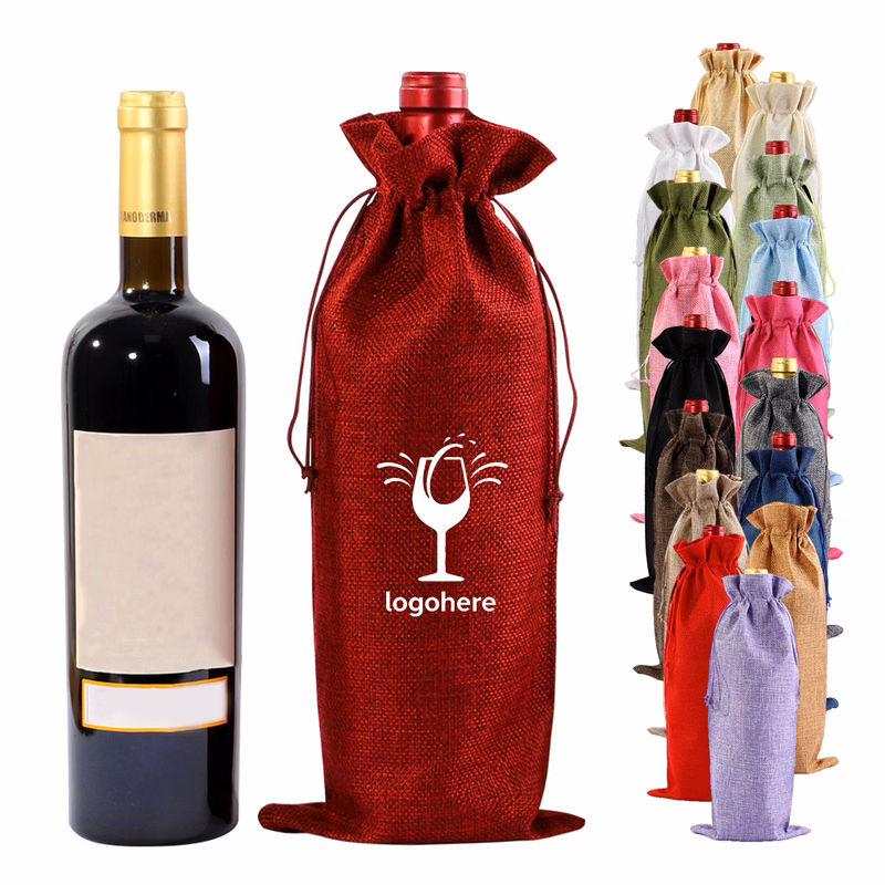 Personalized Linen Wine Bag