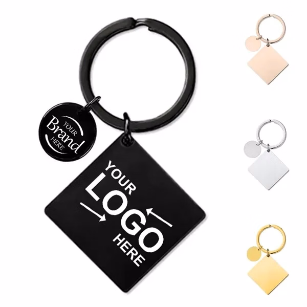 Custom Stainless Steel Round Tag Keychain with Engraving — Personalized ID