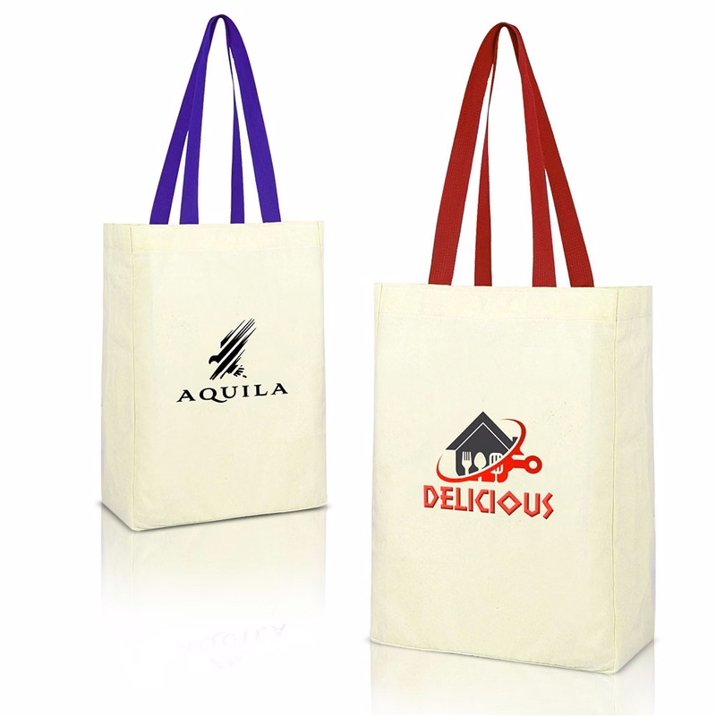 Reusable Cotton Grocery Tote Bag 10" X 14" X 5"