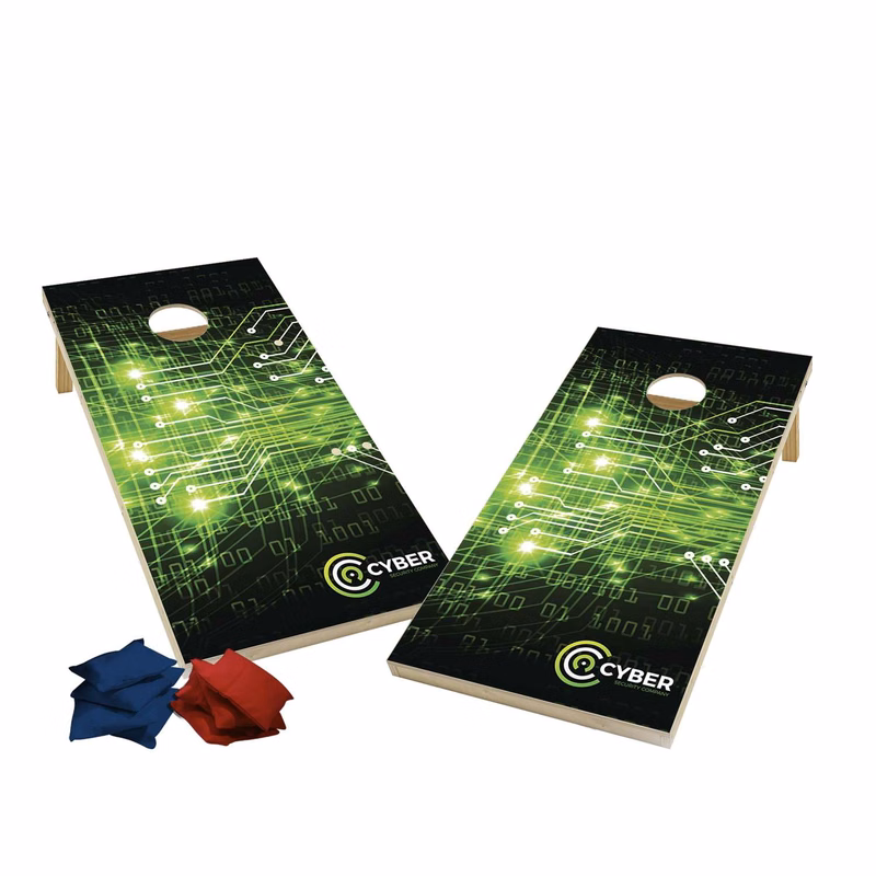 Wood Cornhole Plus, 4 Navy & Red Bean Bags