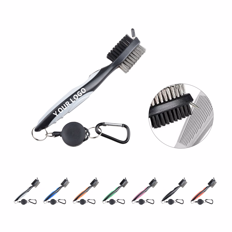 Golf Club Brush With Retractable Reel 12.5" Length