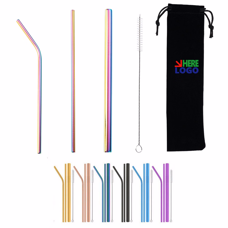 Reusable Straw Sets With Pouch