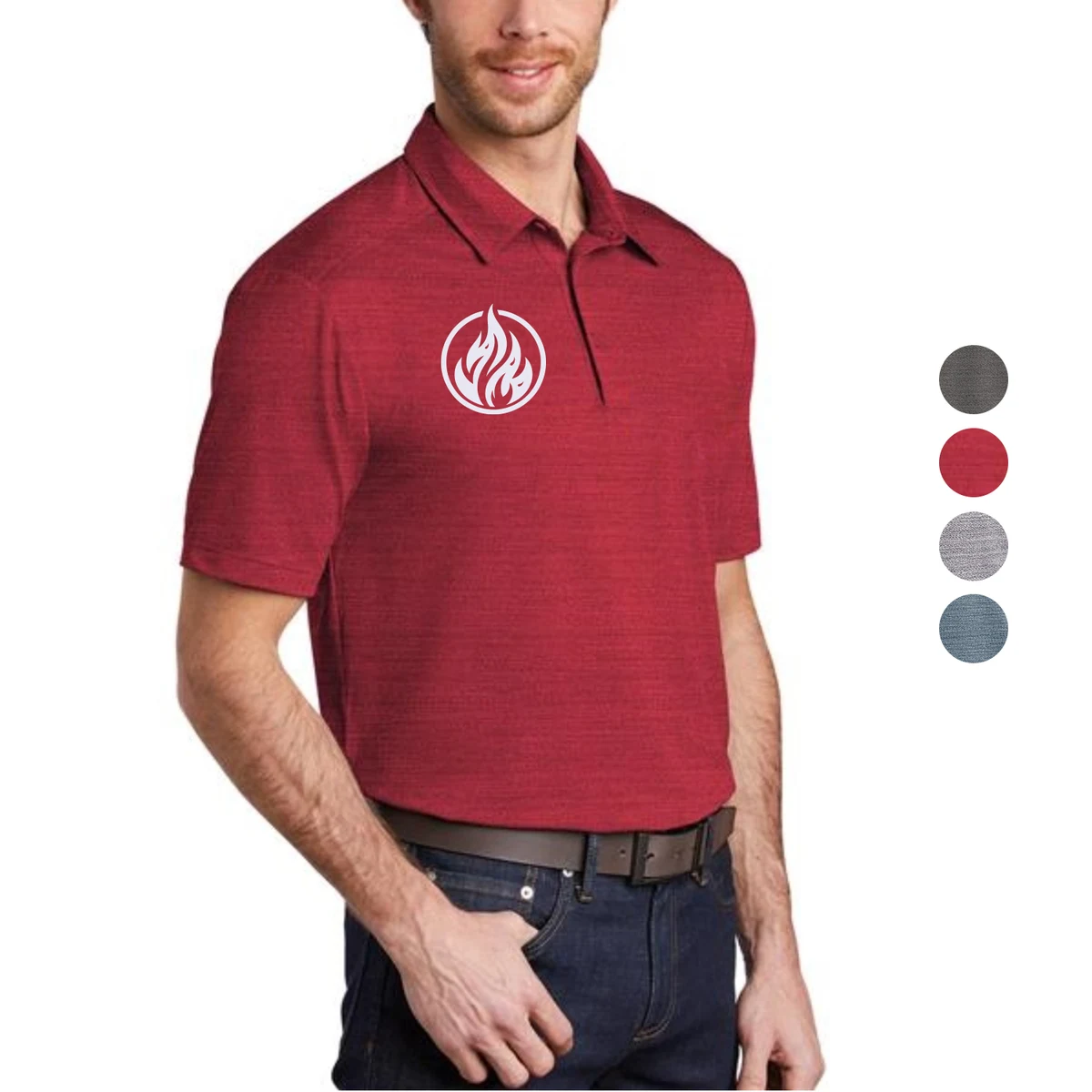 Port Authority Stretch Heather Polo w/ Screen Print 5.2 oz. 1
