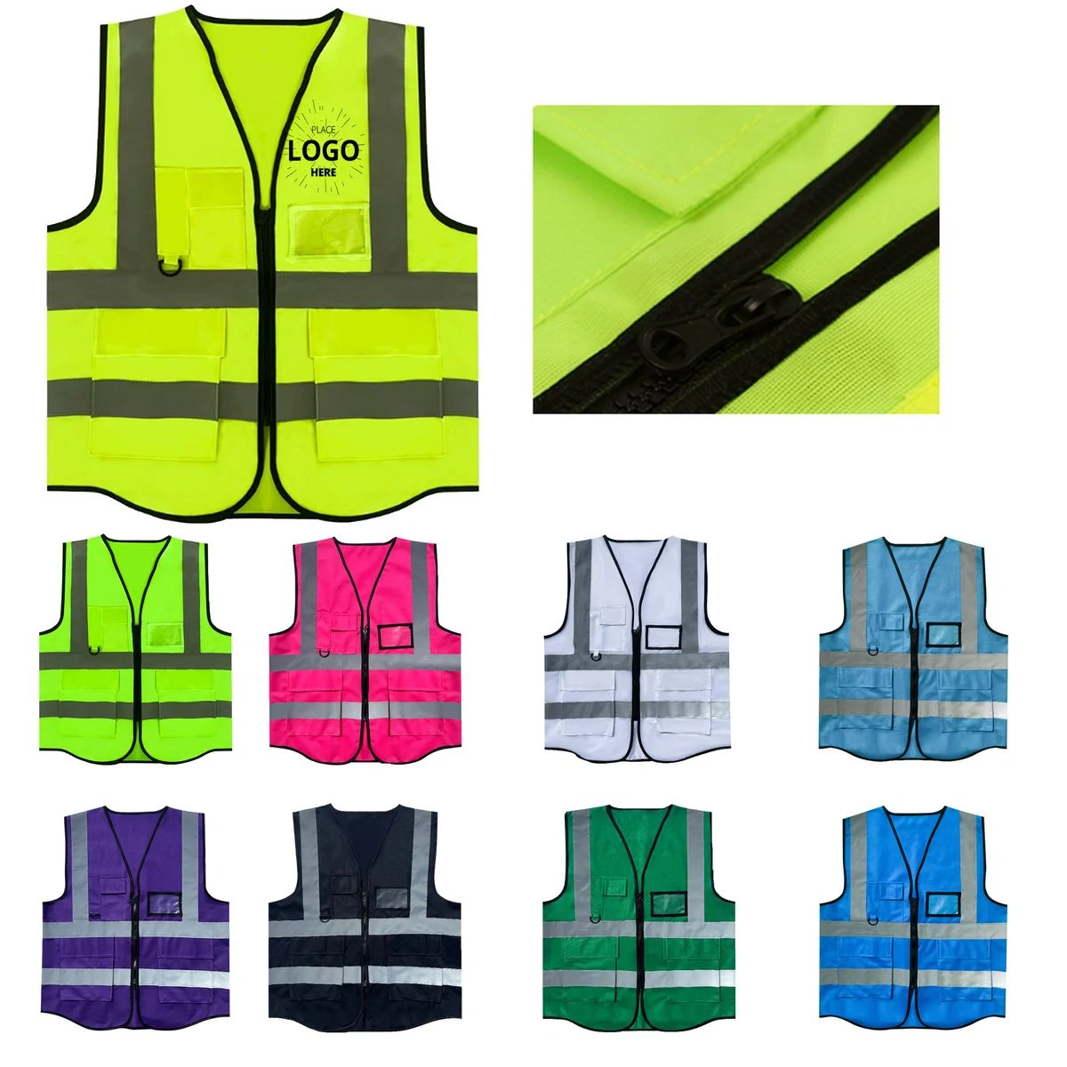 High Visibility Reflective Vest With Reflective Pockets For Cycling & Construction 1