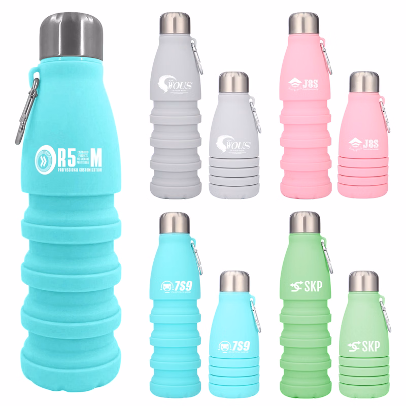 Foldable Telescopic Silicone Water Cup with Carabiner