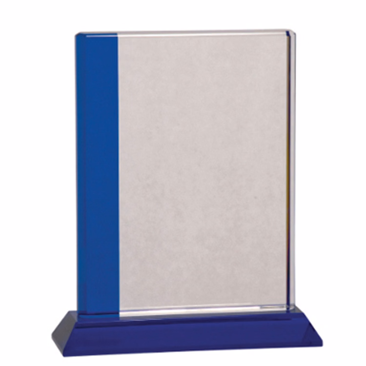 Blue Edge Crystal Award with Base (MEDIUM)